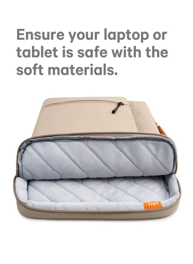 Bange 6802 Beige New Protective Water Resistant 13 inch Laptop & Mac Book Sleeve With Handle - Image 2